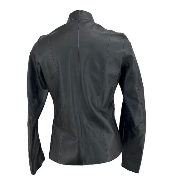 CHICO’S Purple Suede Black Leather Jacket Reversible Women's SZ L Art To Wear - Picture 5 of 12